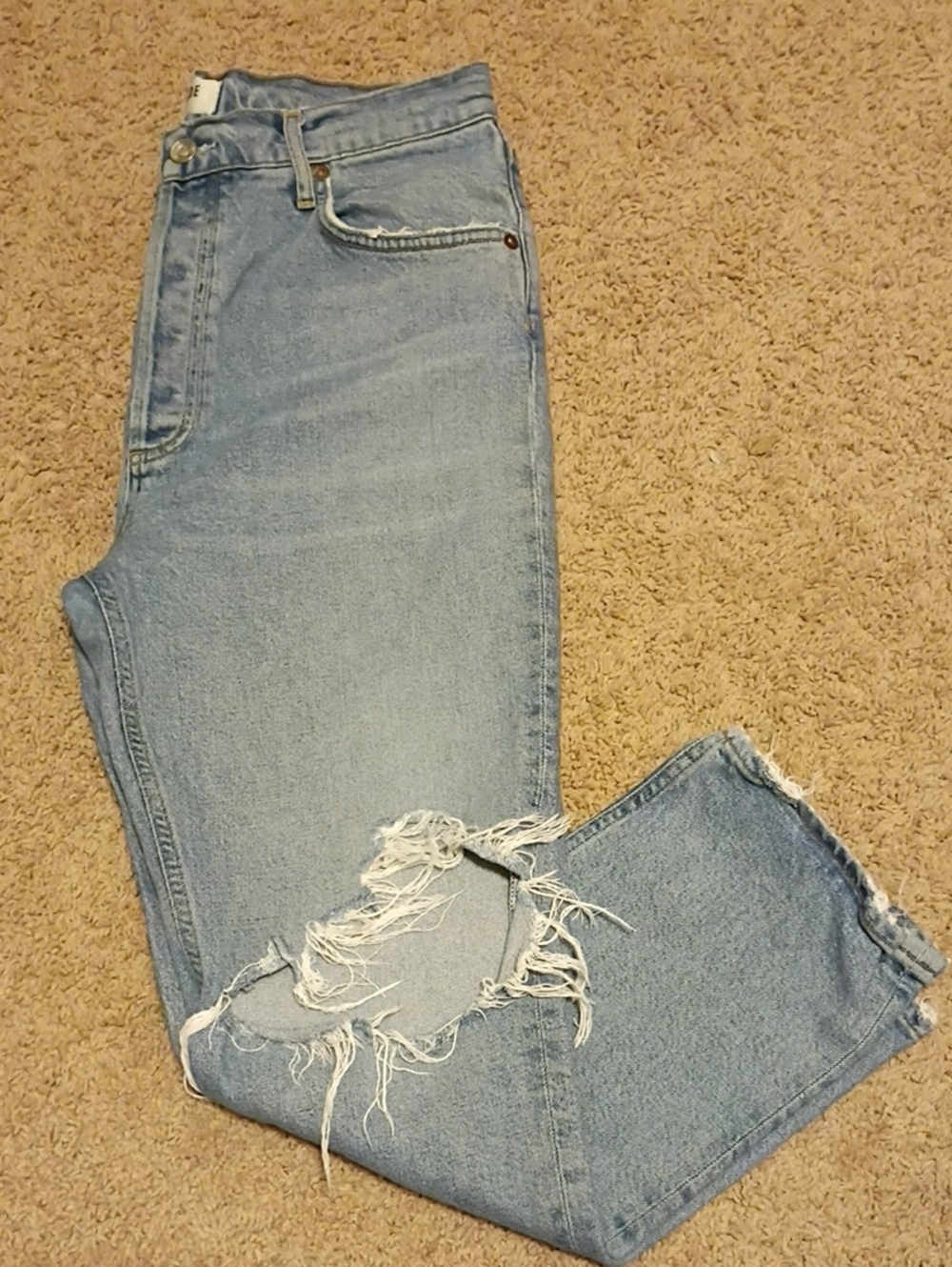 Agolde Light Blue Women's Relaxed Distressed Jeans